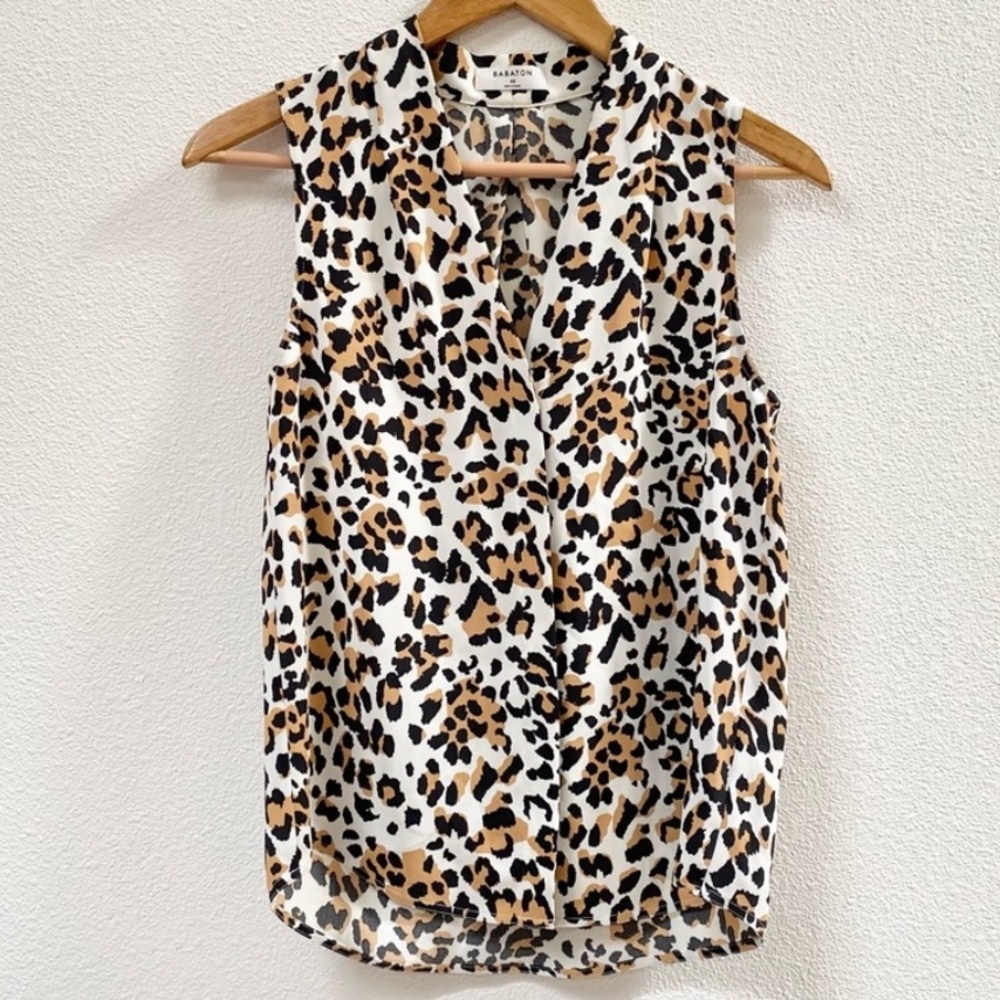 Aritzia Babaton leopard Animal Print Blouse xs